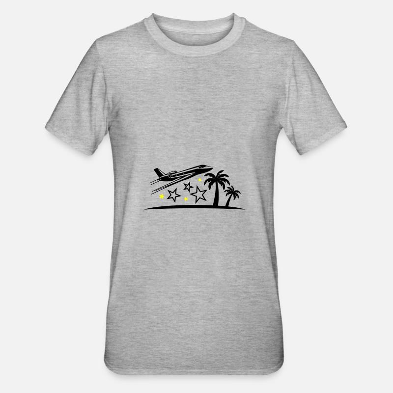 Vacances Avion Plage - T-shirt polycoton Unisexe - gris chiné