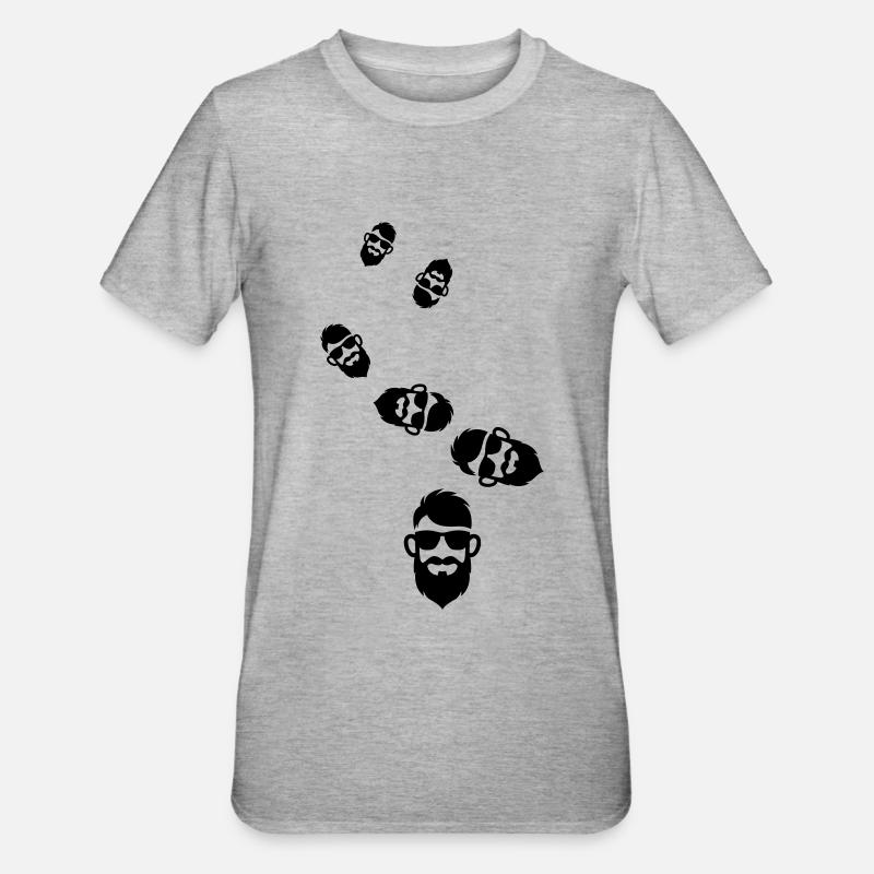 Gesicht bart symbol - Unisex Polycotton T-Shirt - Grau meliert