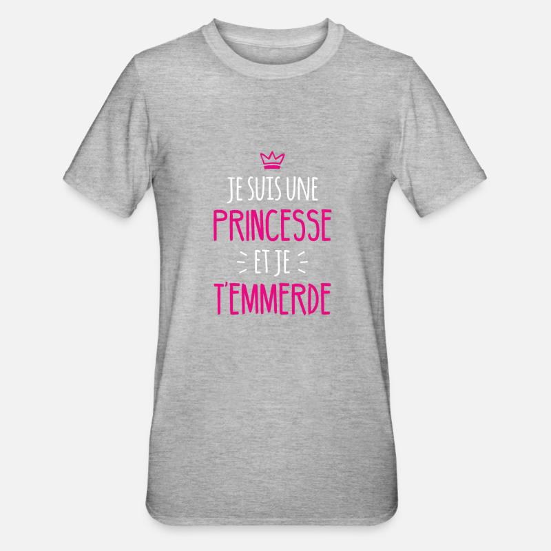 Je suis une princesse - T-shirt polycoton Unisexe - gris chiné