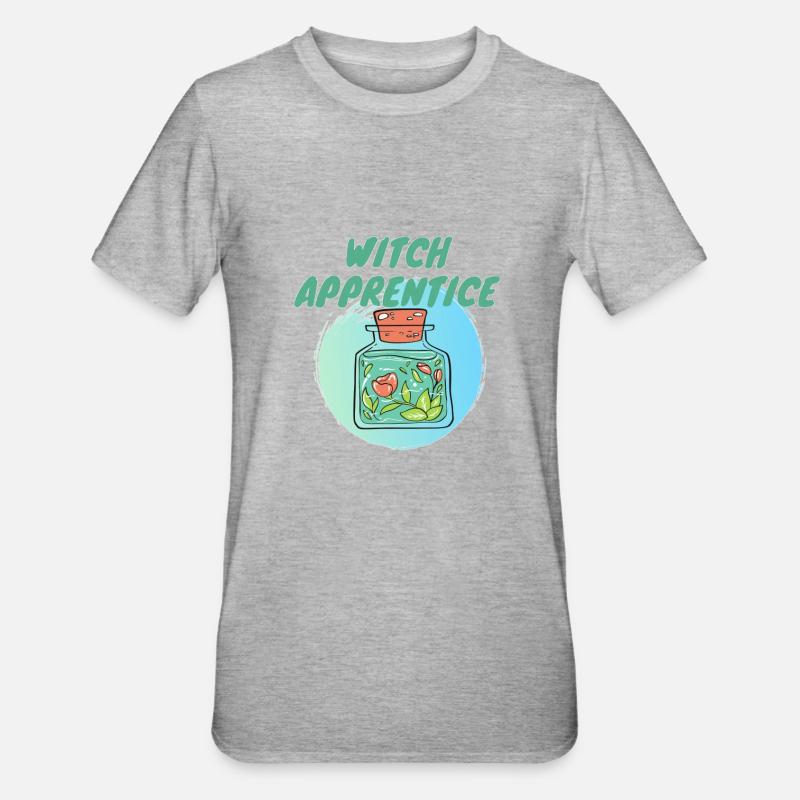 witch apprentice grün - Unisex Polycotton T-Shirt - Grau meliert