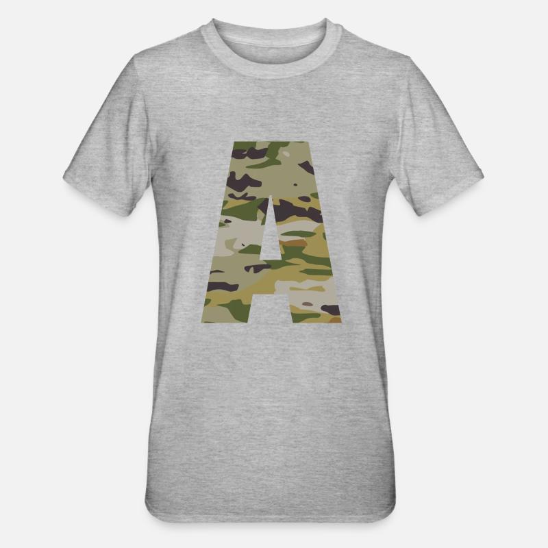 Tarnbuchstabe A - Unisex Polycotton T-Shirt - Grau meliert