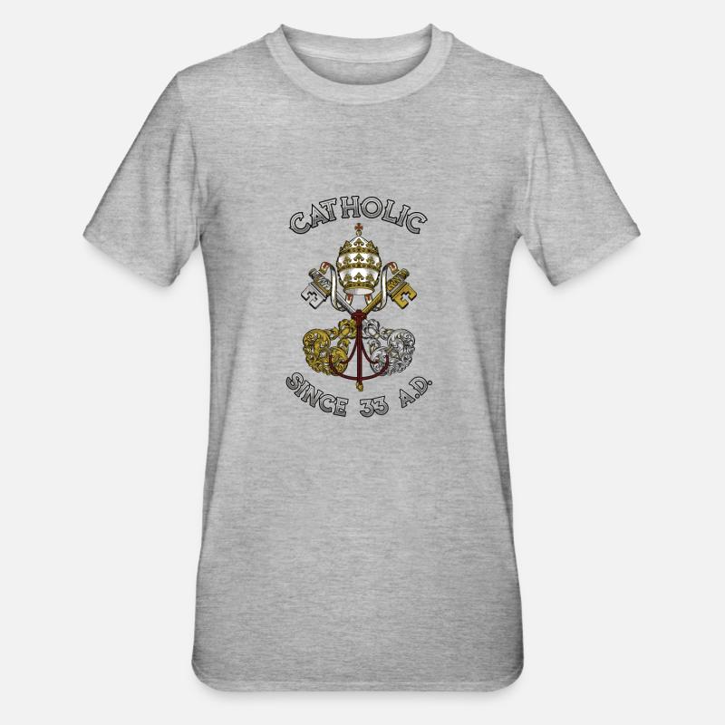 Catholic Since 33 AD - Unisex Polycotton T-Shirt - Grau meliert