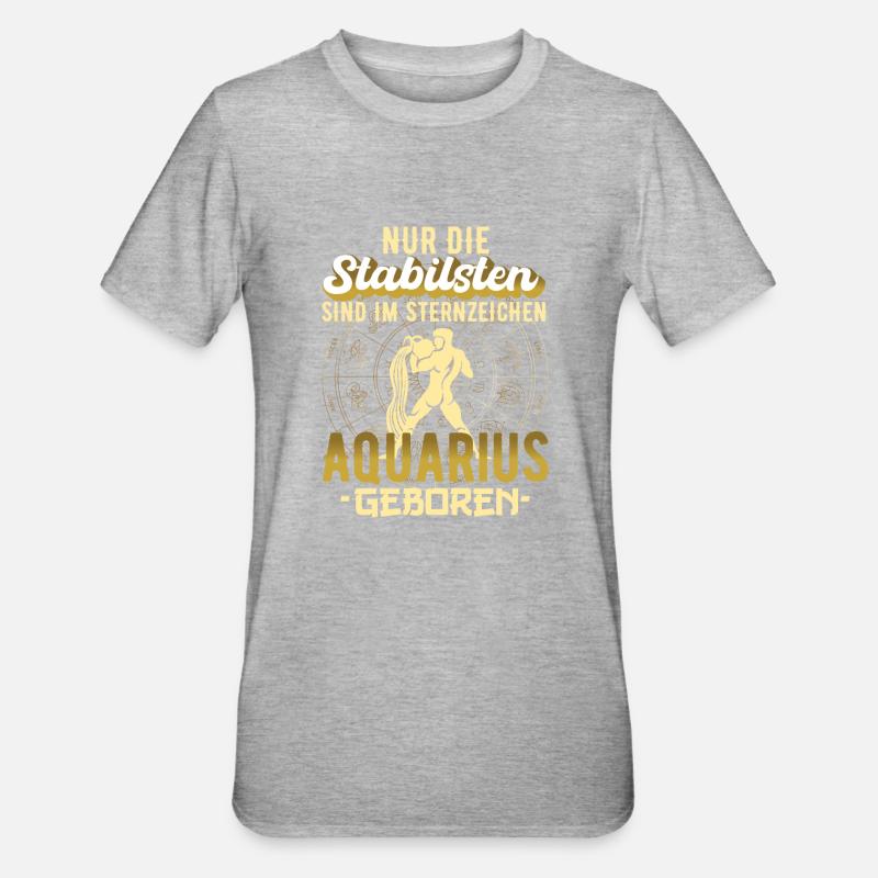 Sternzeichen Aquarius Wassermann Geschenkidee - Unisex Polycotton T-Shirt - Grau meliert