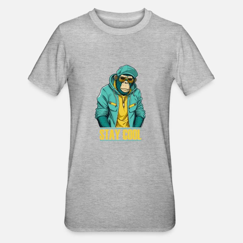 Cool Monkey Restez cool - T-shirt polycoton Unisexe - gris chiné
