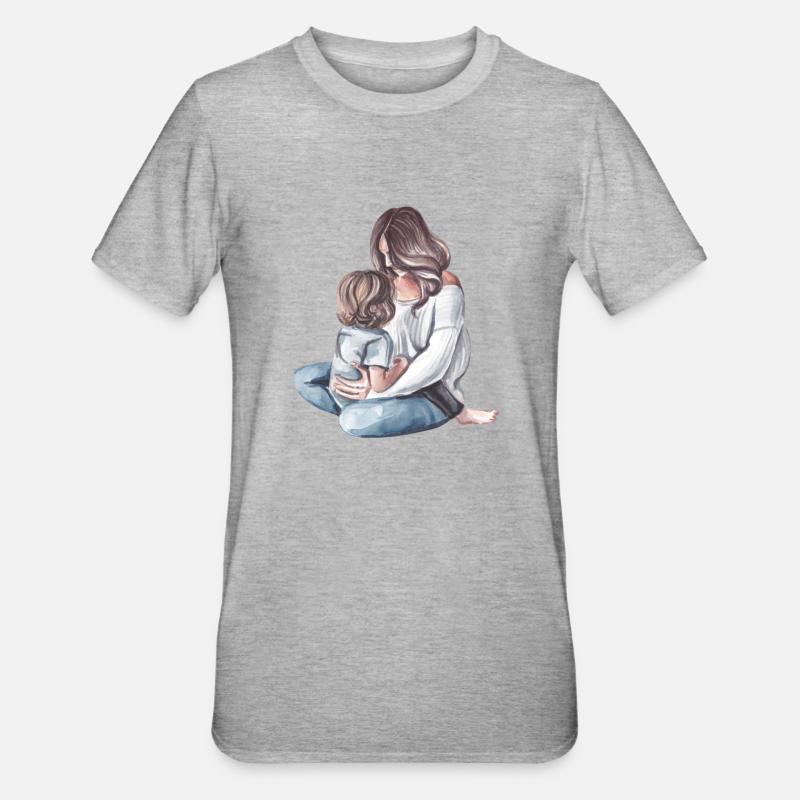 Mutter und Kind - Unisex Polycotton T-Shirt - Grau meliert