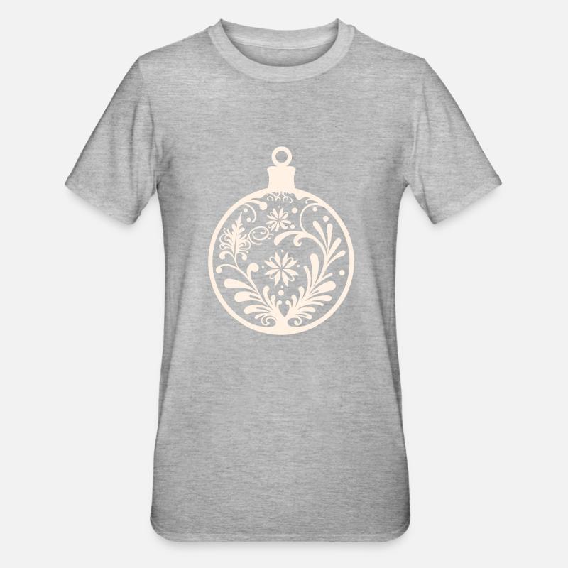 Weihnachtskugel Deko - Unisex Polycotton T-Shirt - Grau meliert