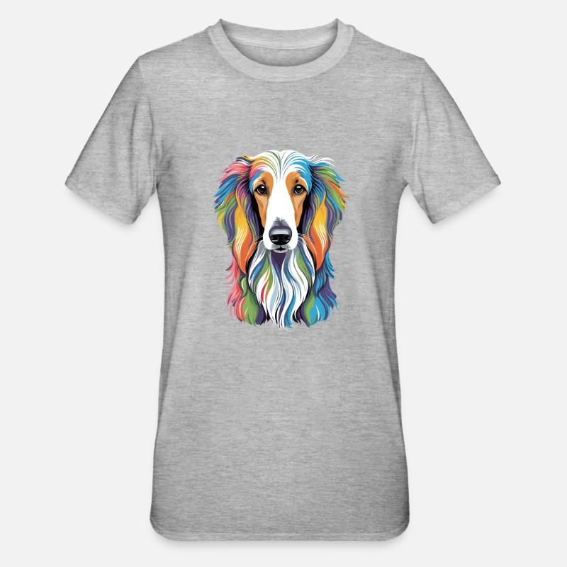 Afghanischer Windhund - Unisex Polycotton T-Shirt - Grau meliert