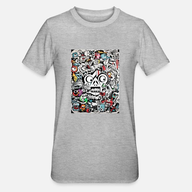 Inspirations Graffiti :Gnu Graffiti Abstrait - T-shirt polycoton Unisexe - gris chiné