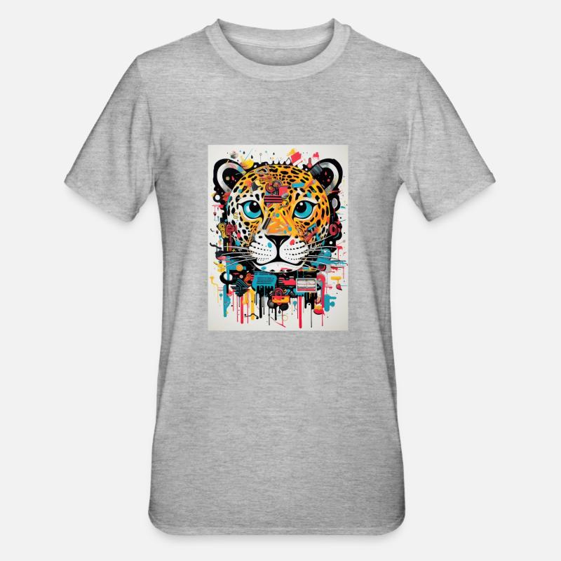 Graffiti léopard - T-shirt polycoton Unisexe - gris chiné