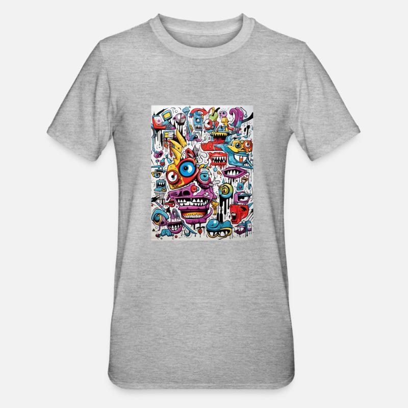 gnu grafitti abstract - Unisex Polycotton T-Shirt - Grau meliert