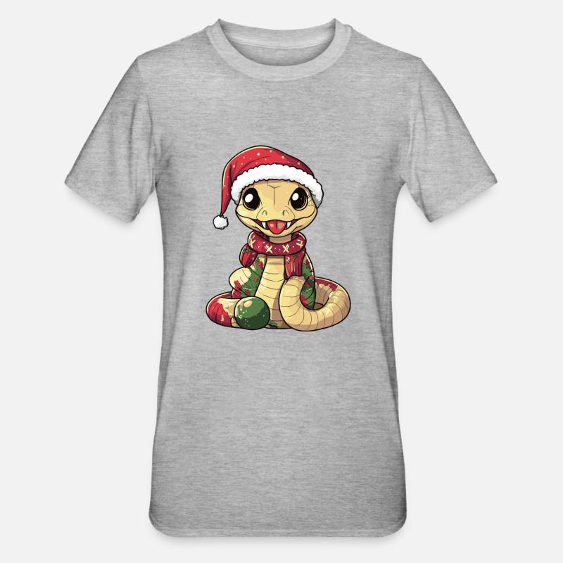 Serpent Cobra Noël - T-shirt polycoton Unisexe - gris chiné