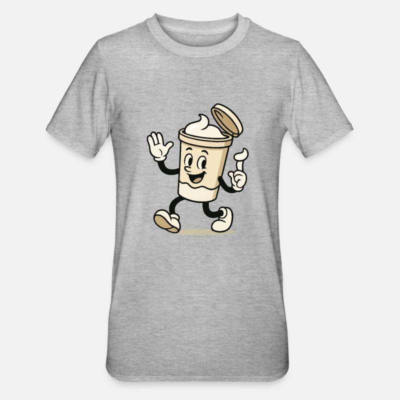 eiscreme becher comic - Unisex Polycotton T-Shirt - Grau meliert