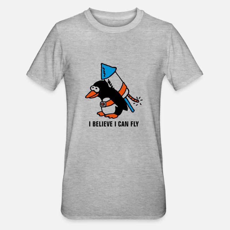rocket_pinguin_white_b_3c - T-shirt polycoton Unisexe - gris chiné