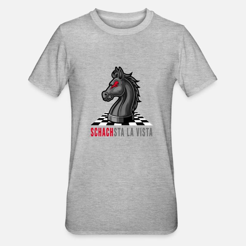 checkmate checkerboard chess game - Unisex Polycotton T-Shirt - heather grey