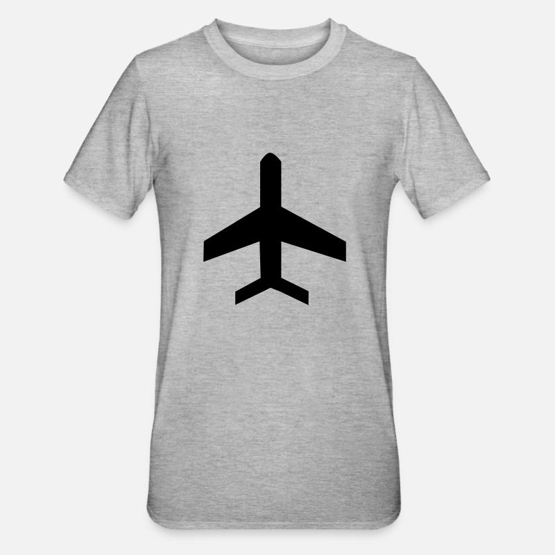 Icône de symbole d'avion - T-shirt polycoton Unisexe - gris chiné