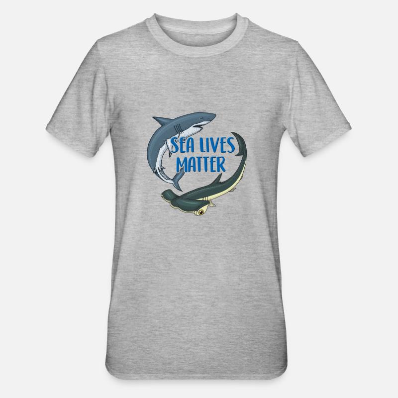 Requin-requin blanc | protège les requins - T-shirt polycoton Unisexe - gris chiné