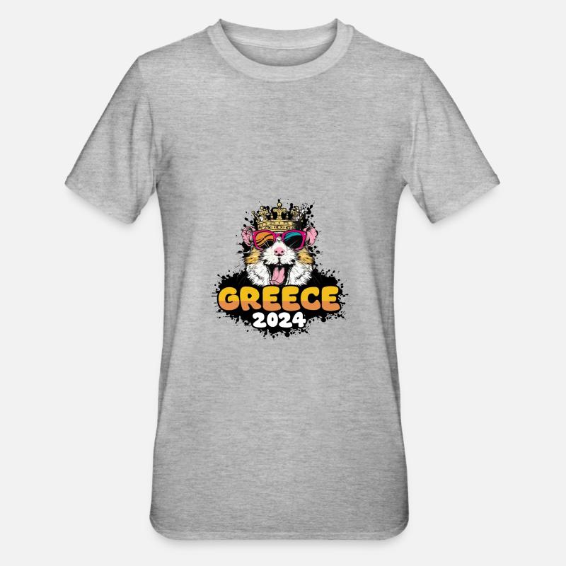 Grèce 2024 Hamster - T-shirt polycoton Unisexe - gris chiné