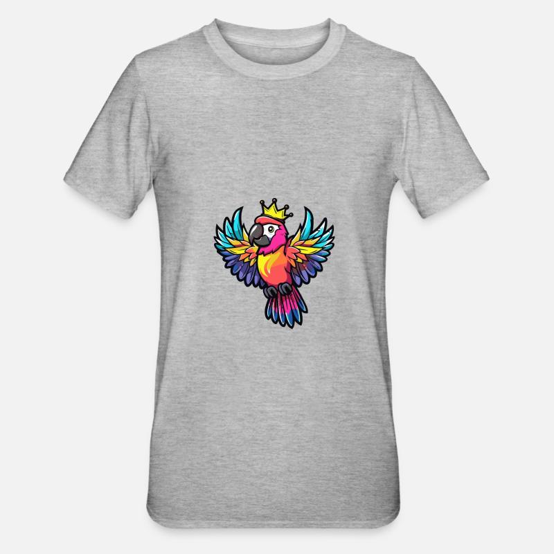 Papagai Comic Krone - Unisex Polycotton T-Shirt - Grau meliert