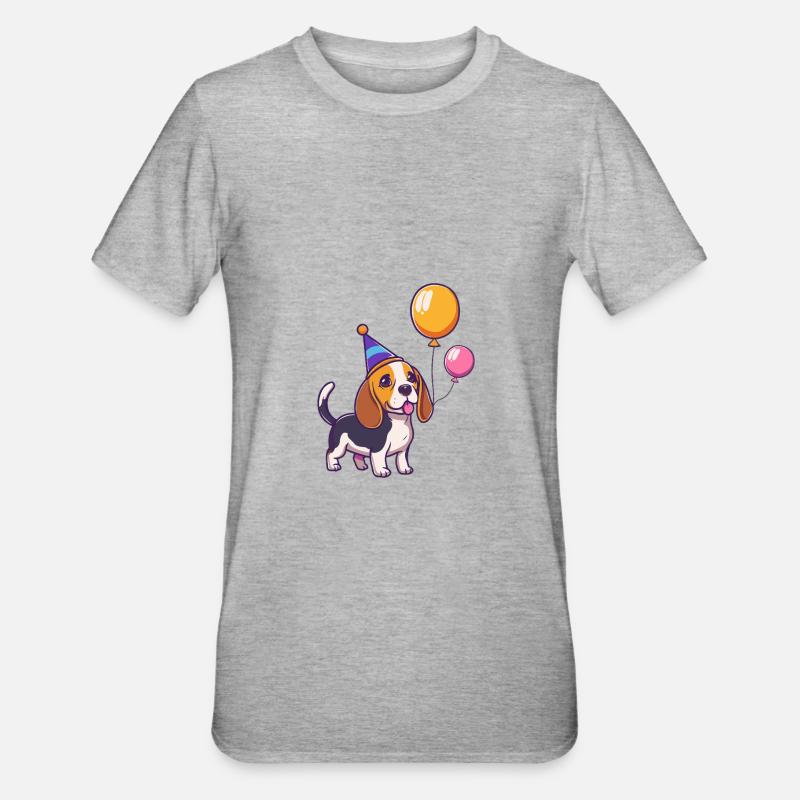 Beagle Chiens Anniversaire Bébé - T-shirt polycoton Unisexe - gris chiné