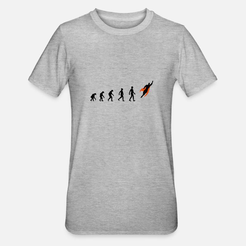 Evolution, super, held, Superhelden, darwin, - Unisex Polycotton T-Shirt - Grau meliert
