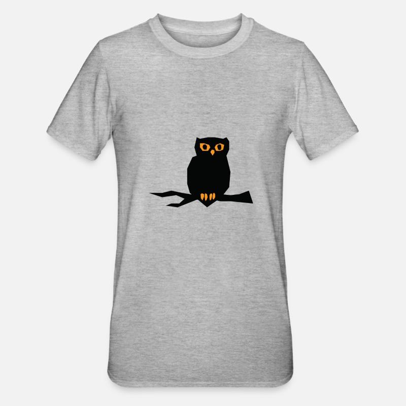 Halloween Eule - Unisex Polycotton T-Shirt - Grau meliert