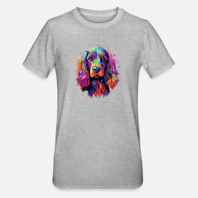 Aquarelle coloré anglais Cocker Spaniel - T-shirt polycoton Unisexe - gris chiné