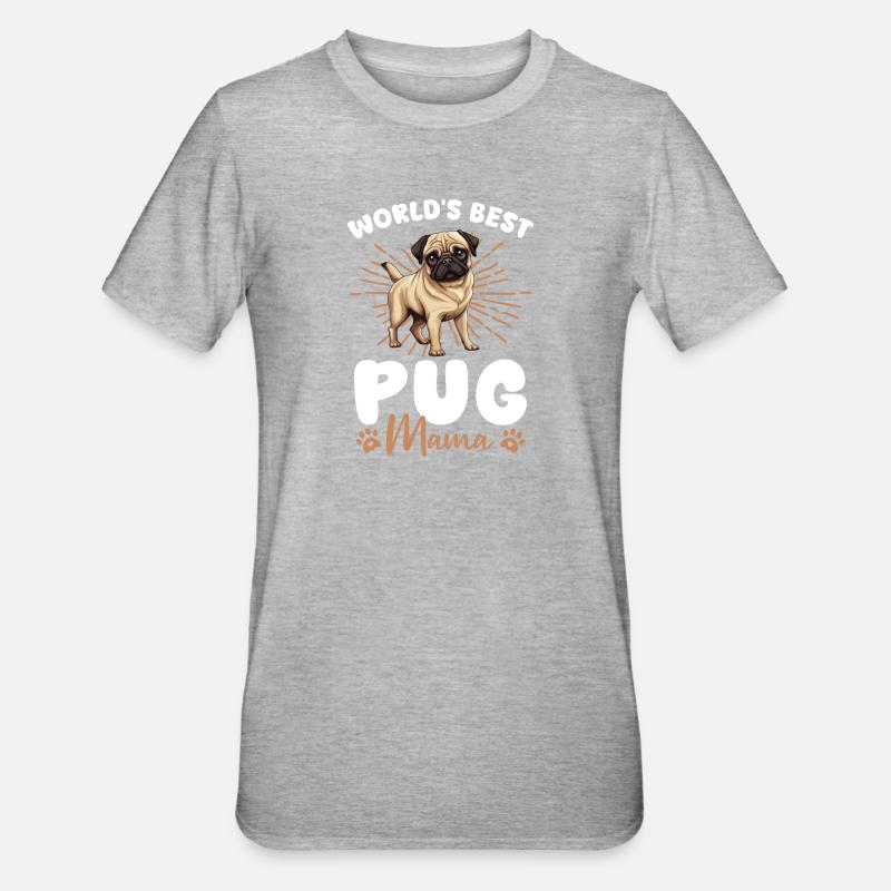 Mops Groovy Mops Mama - Unisex Polycotton T-Shirt - Grau meliert