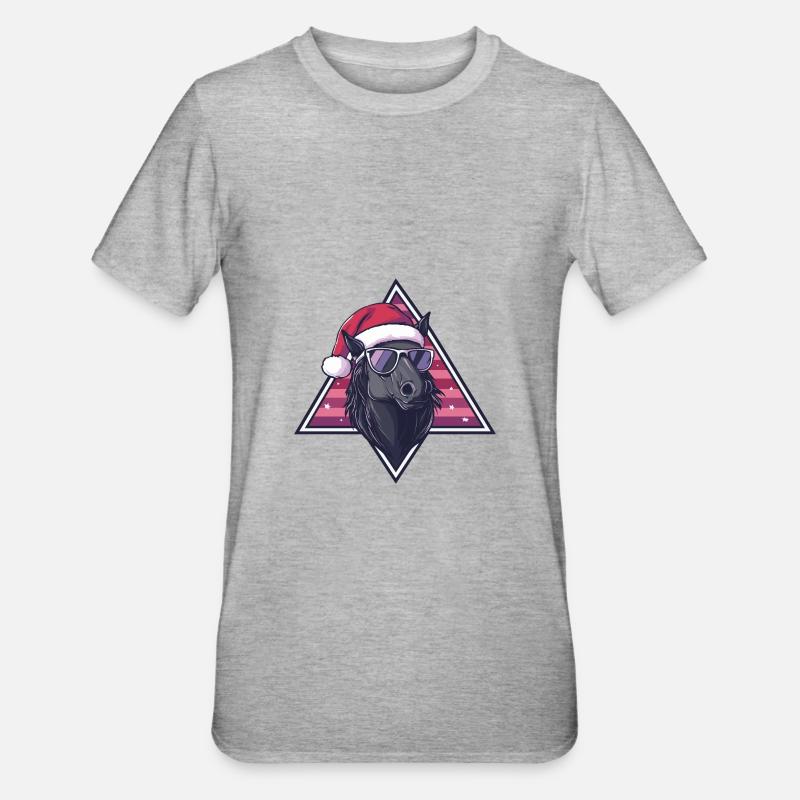 Cheval Noël Cool - T-shirt polycoton Unisexe - gris chiné