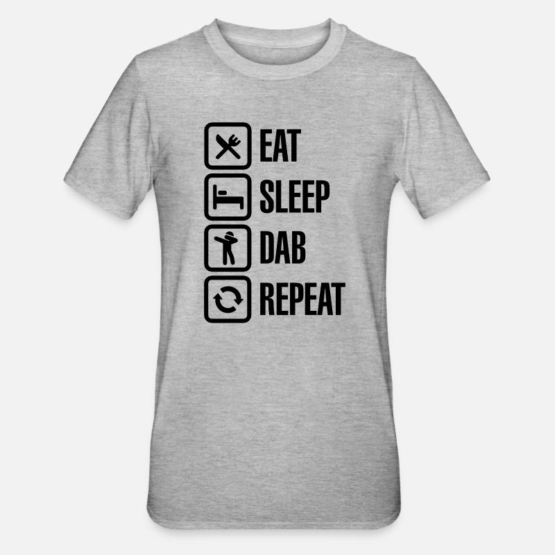 Eat - Sleep - The Dab - Repeat (Dabbing) - Unisex Polycotton T-Shirt - Grau meliert