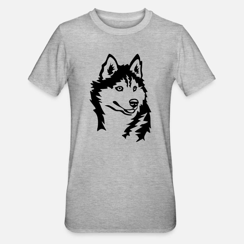 Husky head - Unisex Polycotton T-Shirt - heather grey
