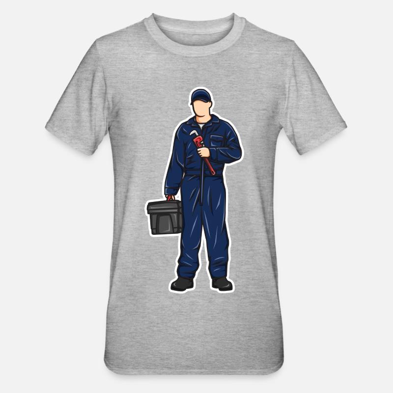 Klempner Junge - Unisex Polycotton T-Shirt - Grau meliert