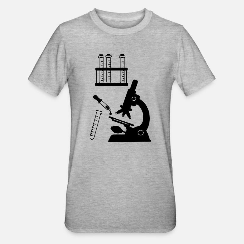 Recherche en laboratoire de microscope - T-shirt polycoton Unisexe - gris chiné
