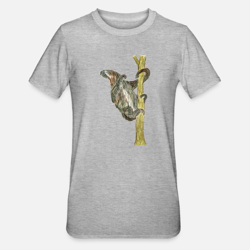 Monkey artwork on tree - Unisex Polycotton T-Shirt - heather grey