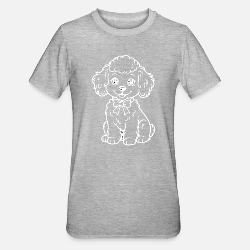 Caniche avec illustration d’arc - T-shirt polycoton Unisexe - gris chiné