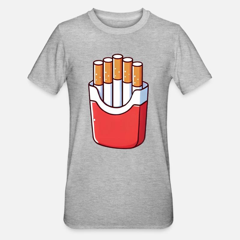Frites de Doom Cigarette Illustration - T-shirt polycoton Unisexe - gris chiné