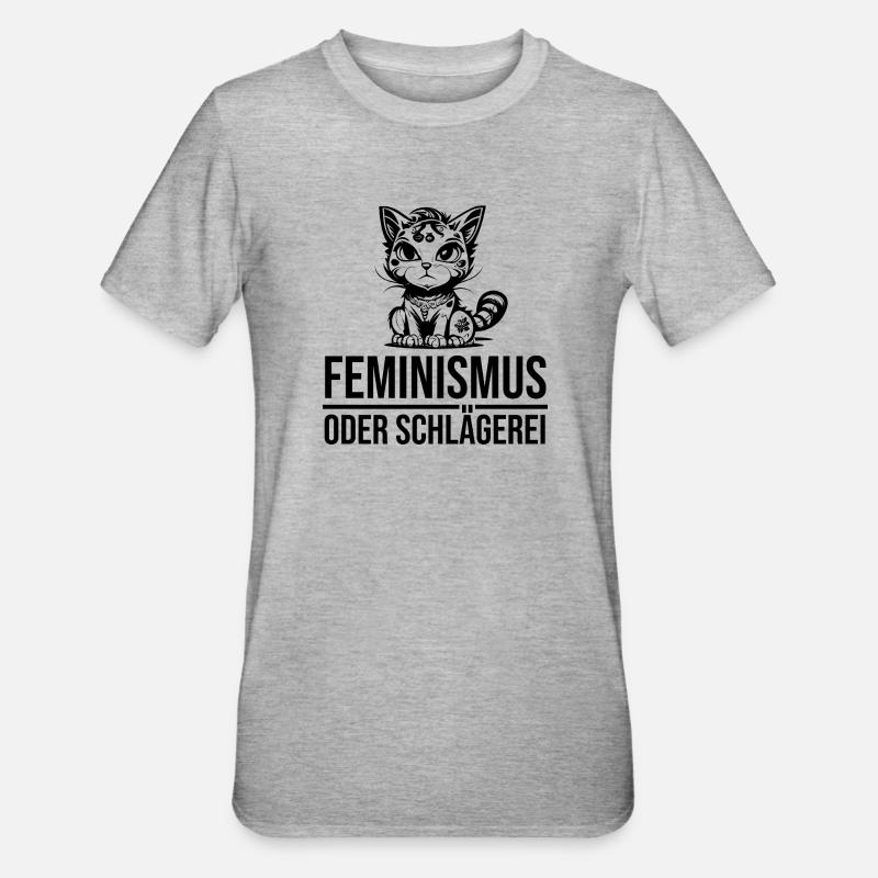 Feminismus oder Schlägerei - Unisex Polycotton T-Shirt - Grau meliert