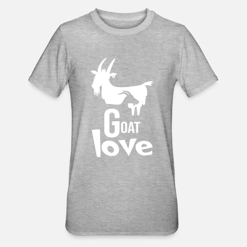 Chèvre, chèvre « chèvre amour » barbiche - T-shirt polycoton Unisexe - gris chiné