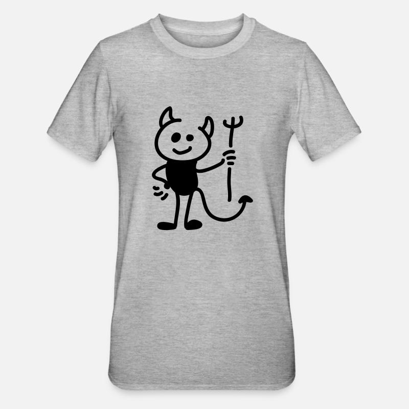 Little Devil - Line - Unisex Polycotton T-Shirt - heather grey