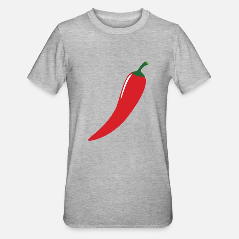 Rote Chilli - Unisex Polycotton T-Shirt - Grau meliert
