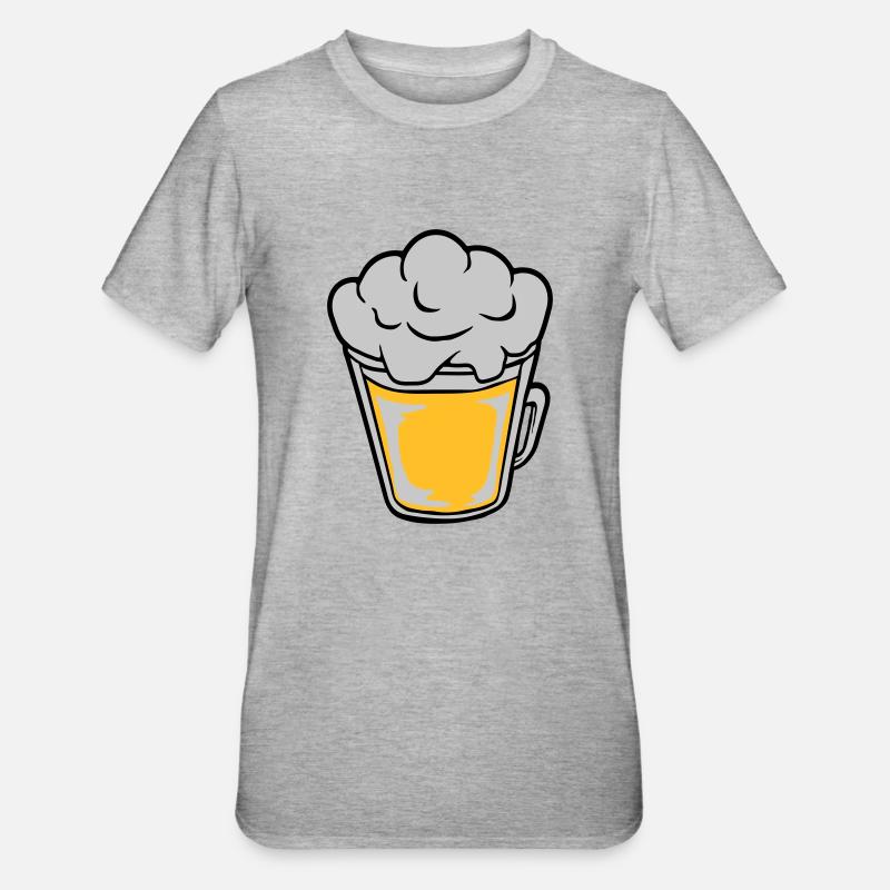 Comic Bier von oben - Unisex Polycotton T-Shirt - Grau meliert