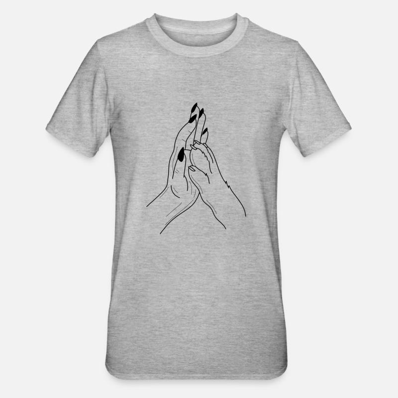 Hand Pfote Highfive - Unisex Polycotton T-Shirt - Grau meliert