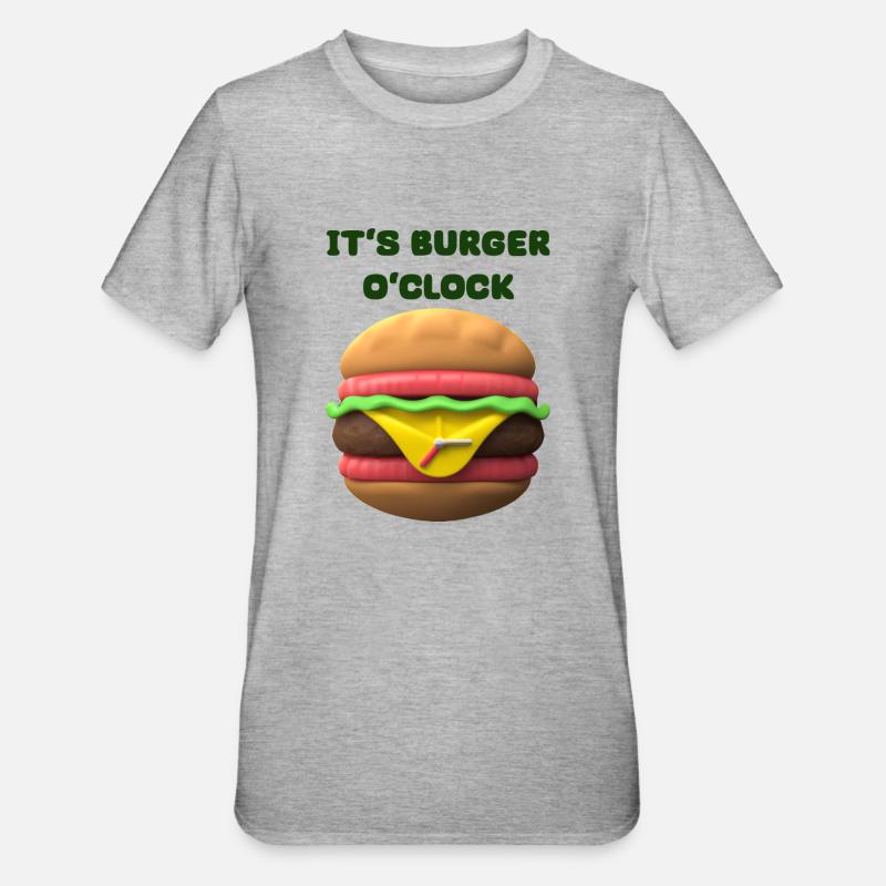 C’EST BURGER O’CLOCK - T-shirt polycoton Unisexe - gris chiné
