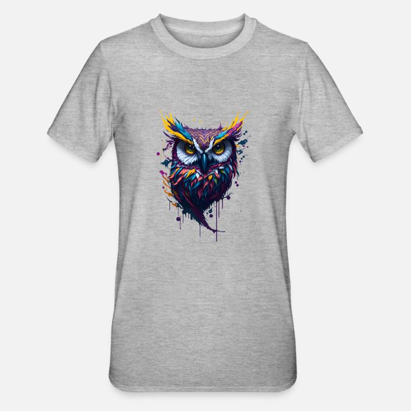 Splash Art Eule - Unisex Polycotton T-Shirt - Grau meliert