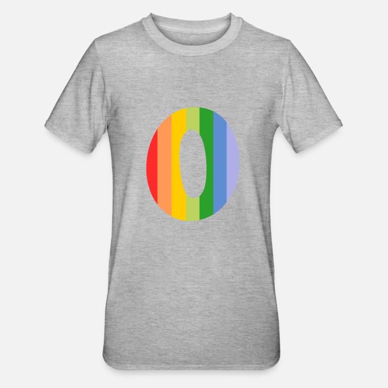 Buchstabe oder Regenbogen - Unisex Polycotton T-Shirt - Grau meliert