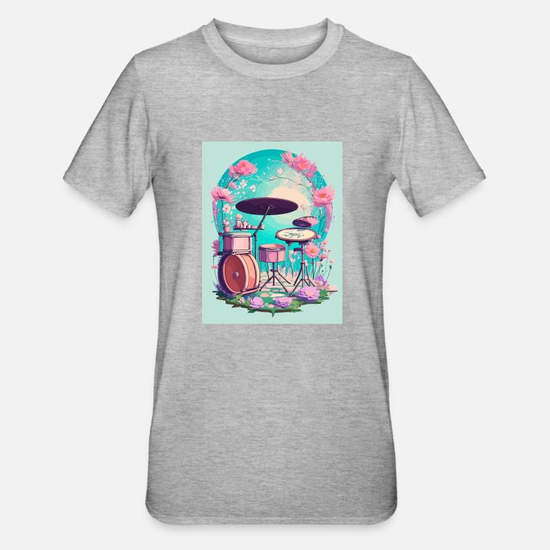 Percussions en fleurs - T-shirt polycoton Unisexe - gris chiné