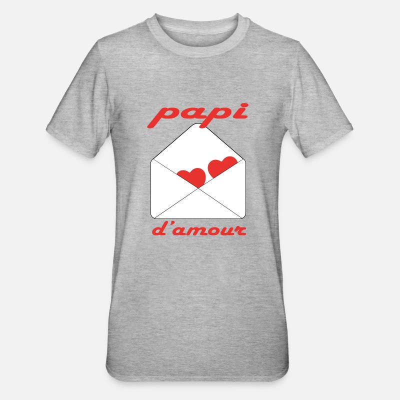 Papi d'amour - T-shirt polycoton Unisexe - gris chiné
