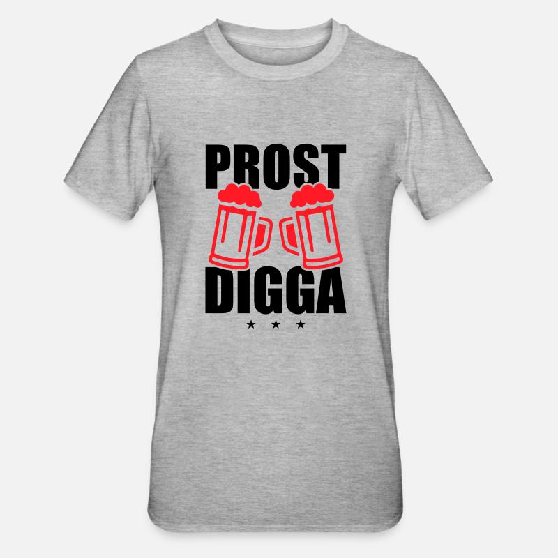 Prost Digga Bier - Unisex Polycotton T-Shirt - Grau meliert