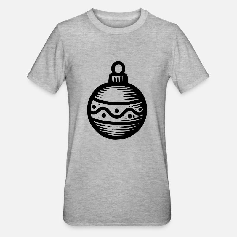 Weihnachtskugel - Unisex Polycotton T-Shirt - Grau meliert