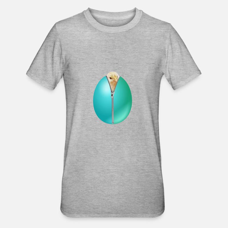 Chick Zip Easter Egg cadeau - T-shirt polycoton Unisexe - gris chiné