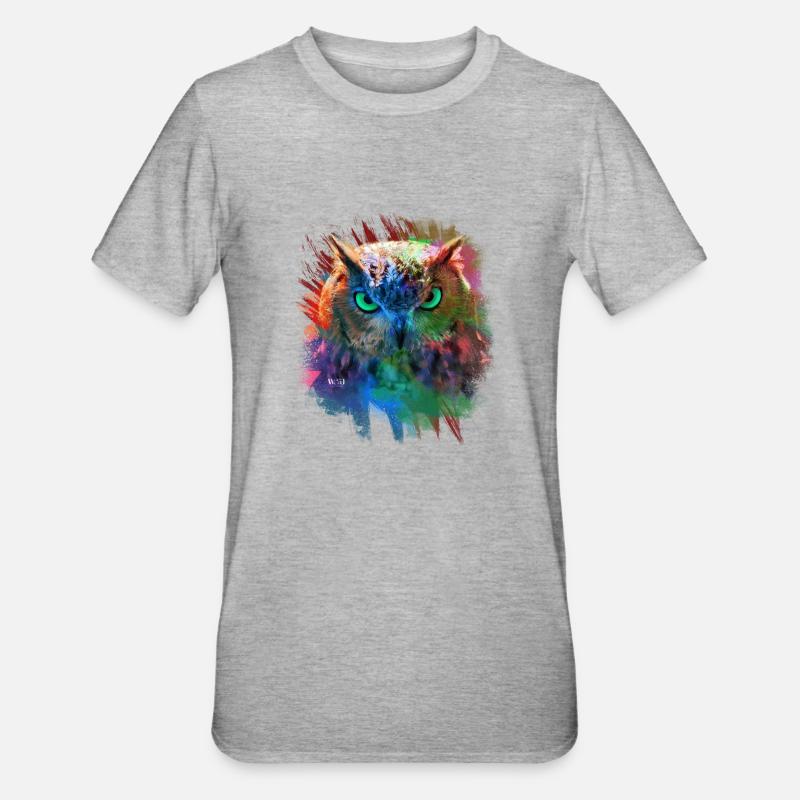 OWL multi colored - Unisex Polycotton T-Shirt - heather grey